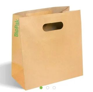 Biopak small die cut handle paper bags - kraft