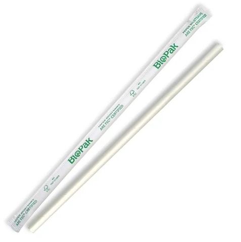 6mm individually wrapped straight straw - white