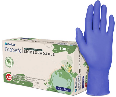 Nitrile Glove Blue Biodegradable Large P/Free 100/pkt - MEDICOM