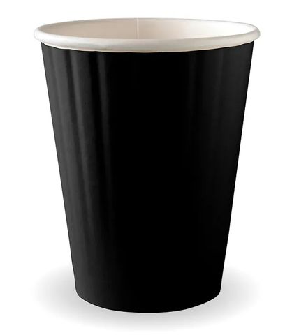 390ml / 12oz (90mm) Aqueous Double Wall BioCup - black