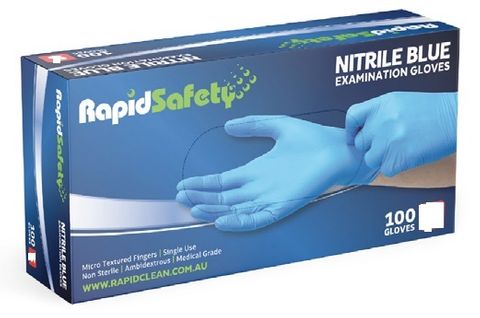 Nitrile Blue Powder Free Gloves L