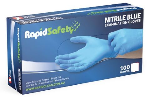 Nitrile Blue Powder Free Gloves S