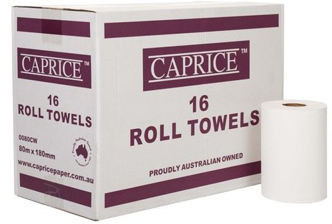 Caprice White Roll Towel 80mtr 16/ctn