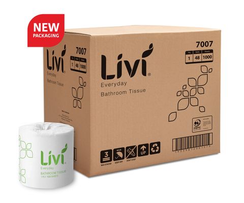 Livi Basics Toilet Roll 1ply 1000sheet 48/ctn