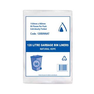 Bin Liner - 120L Natural HDPE 17um 200/ctn