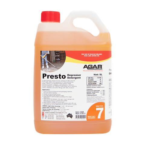 Agar Presto Concentrated Caustic Degreaser 5lt