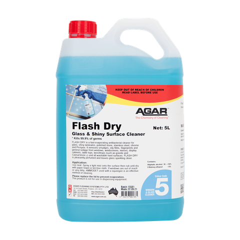 Agar Flash Dry Glass & Shiny Surface Cleanser 5ltr