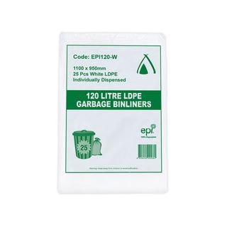 EPI Degradable Garbage Bag 120lt White 100/ctn