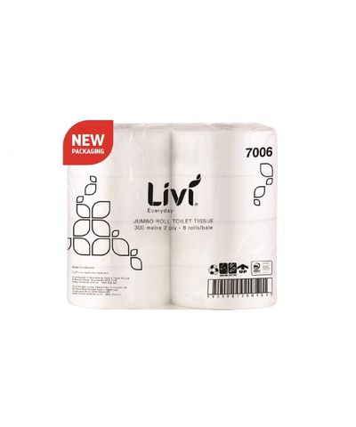 Livi Jumbo T/Roll 2ply 300m 8/ctn