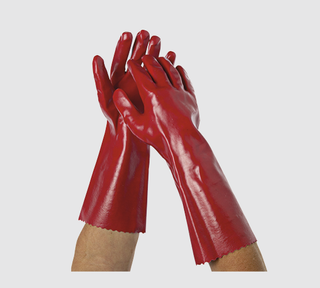 Oates Liquid Resistant Gloves PVC Dipped 400mm RED