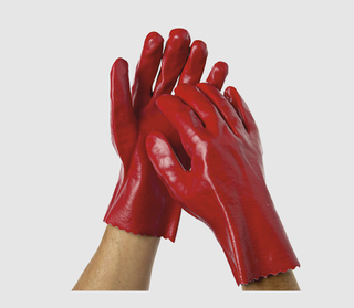 Oates Liquid Resistant Gloves PVC Dipped 270mm RED