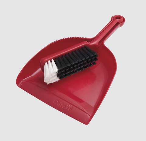 Oates Plastic Dustpan & Brush Set Red