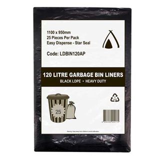 Garbage Bag 120lt 21um H/Duty 25/Pkt