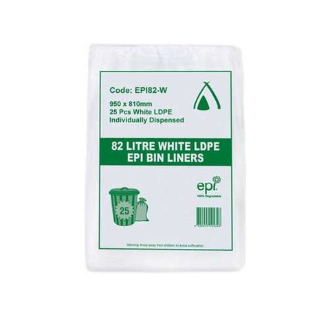 EPI Degradable Bin LinerWhite 82ltr 250/ctn