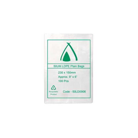 Poly Bag 50um LDPE Clear 230x150mm 1000/ctn