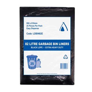 Garbage Bag 82lt 45um Extra H/Duty Black 25/pkt