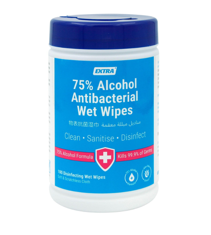 Antibac Surface Wipes 75% isopropanol 100/Tub