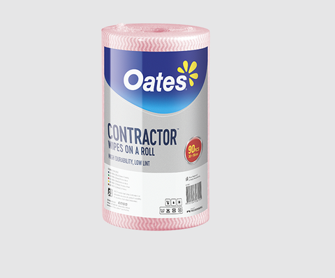 OATES Contractor Wiping Cloth 30cmx45m Roll Red