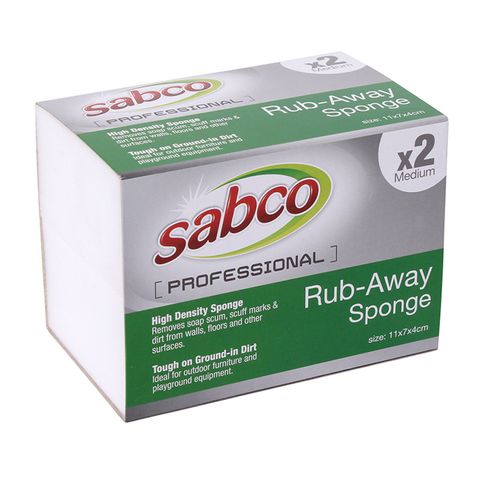 Sabco Professional Rub Away Sponge Medium 2 Pk