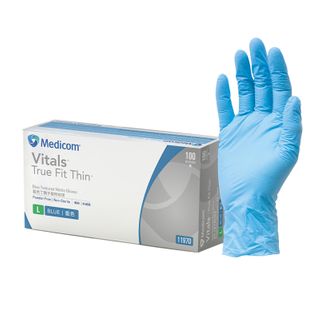 Vitals Blue Nitrile Powder Free Examination Glove M x100