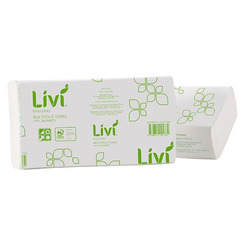 Livi Basics Multifold Towel 1Ply 200S 20Ctn