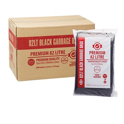 Austar Packaging 82L Black Premium EHD Bin Liner Star Seal 980x810mm x200