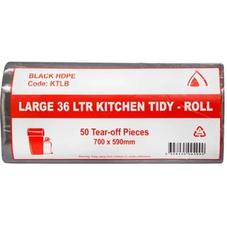 Bin Liners Large 36 Ltr Black 700 x 590