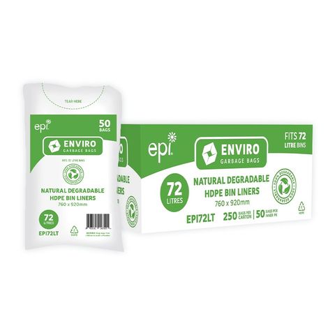Austar Packaging 72L Clear EPI Degradable Bin Liner 900x760mm x250