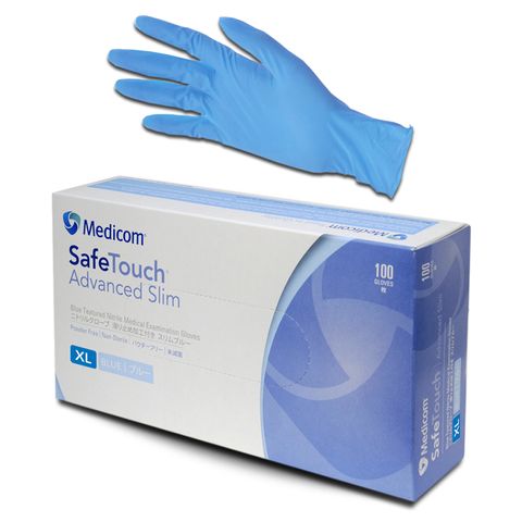 SafeTouch Advanced Slim Blue Nitrile Powder Free Examination Glove L x100