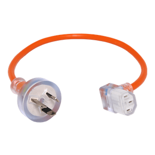 Pacvac Short Lead - IEC C13 Vertical Right Angle - 420mm - 3C - Plug Type I