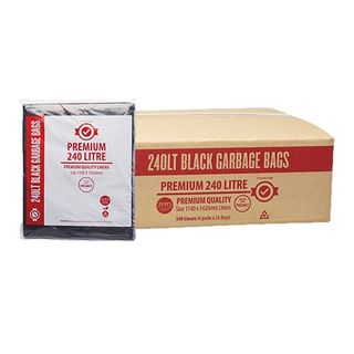 Austar Packaging 240L Black Premium Bin Liner Star Seal1400x1130mm Roll of 100