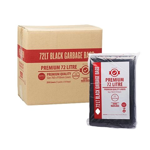 Austar Packaging 72L Black Premium EHD Bin Liner Star Seal 910x760mm x250