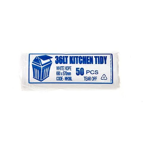 Austar Packaging 36L White Kitchen Tidy Liner Roll 700x580mm x1000