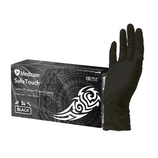 Safetouch Black Latex Powder Free Examination Glove Small x100