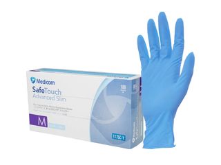SafeTouch Advanced Slim Blue Nitrile Powder Free Examination Glove M x100