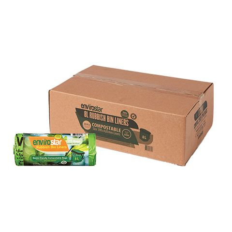 Austar Packaging Envirostar 8L Green Compostable Bin Liner 18um 420 x 390mm x1000
