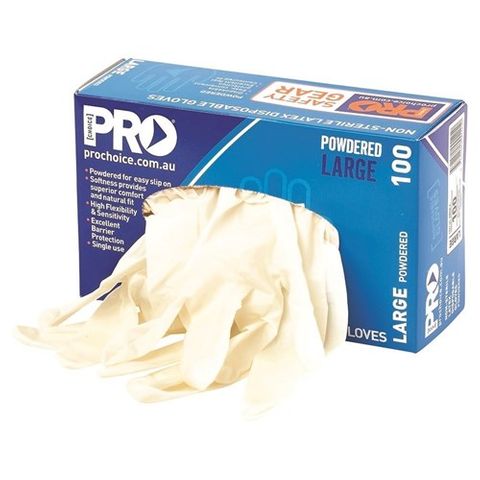 Prochoice Gloves Disposable Latex Light Powder Clear XL x100
