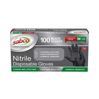 Sabco Professional Nitrile Disposable Gloves - Black 100pk - M