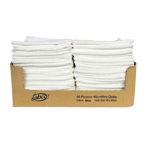 Sabco All Purpose Microfibre Cloths - White - 40cm x 40cm 280gsm