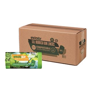 Austar Packaging Envirostar 55L Green Compostable Bin Liner 18um 870 x 630mm x300