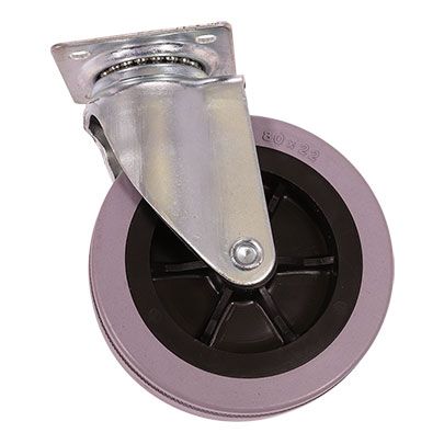 Pacvac Wheel - Castor - With Plate - Grey Rubber - 80mm