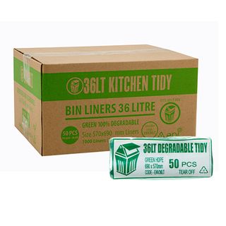 Austar Packaging 36L Green EPI Degradable Kitchen Tidy Liner Roll 700x590mm x1000