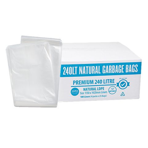 Austar Packaging 240L Premium Clear LDPE Bin Liner Star Seal 1400x1130mm x100