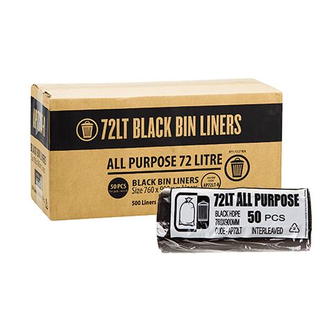 Austar Packaging 72L Black All Purpose Bin Liner Star Seal Roll 900x760mm x500