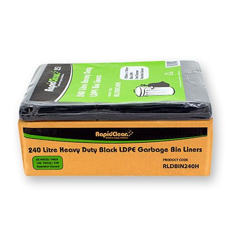 RapidClean 240 Ltr H/Duty Black B/Liner X100