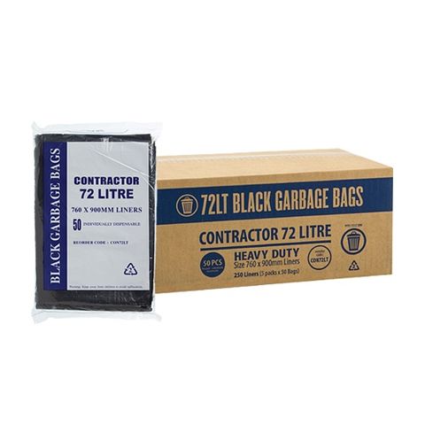 Austar Packaging 72L Black Contractor Bin Liner Star Seal 900x760mm x250
