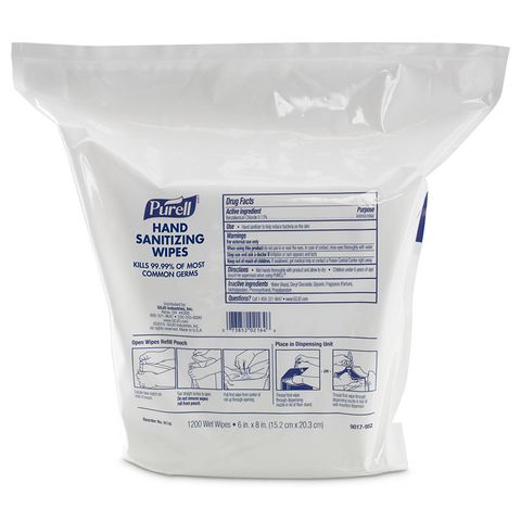 Purell Wipes - 1200 Count Refill For Wipes Dispensers X 2 Refill Units Per Case