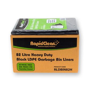 RapidClean 82 Ltr H/Duty Ld Black B/Liner X250