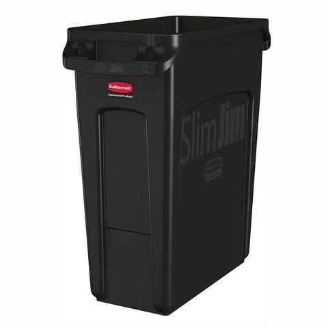 Rubbermaid Vented Slim Jim 16G Bla  60ltr