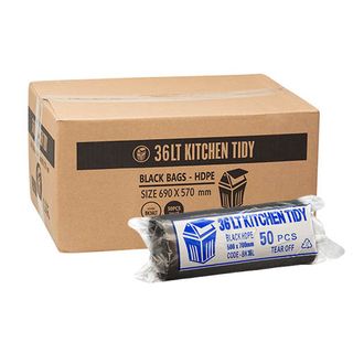 Austar Packaging 36L Black Kitchen Tidy Liner Roll 700x580mm x1000
